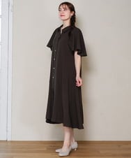 OLEHD21139 eur3(エウルキューブ) 【大きいサイズ】フレアスリーブワンピース ダークブラウン