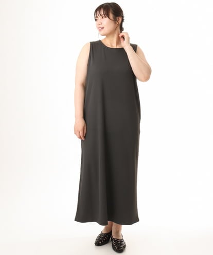 OLEHD25129 eur3 【WEB先行販売】【大きいサイズ】リブジャージーノースリーブワンピース