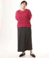 OLEHD25129 eur3(エウルキューブ) 【WEB先行販売】【大きいサイズ】リブジャージーノースリーブワンピース ダークグレー