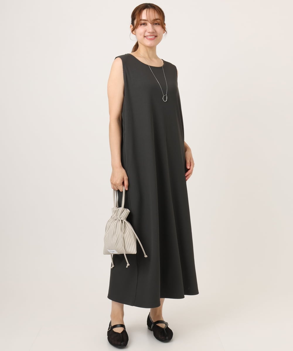 OLEHD25129 eur3(エウルキューブ) 【大きいサイズ】リブジャージーノースリーブワンピース ダークグレー