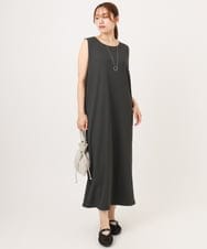 OLEHD25129 eur3(エウルキューブ) 【大きいサイズ】リブジャージーノースリーブワンピース ダークグレー