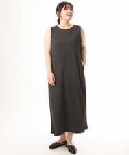 OLEHD25129 eur3(エウルキューブ) 【WEB先行販売】【大きいサイズ】リブジャージーノースリーブワンピース ダークグレー