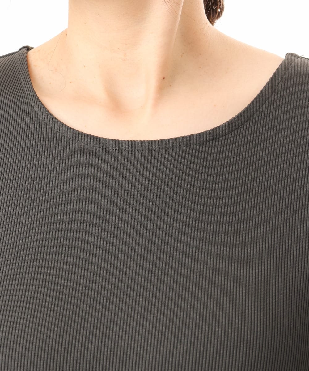 OLEHD25129 eur3(エウルキューブ) 【WEB先行販売】【大きいサイズ】リブジャージーノースリーブワンピース ダークグレー