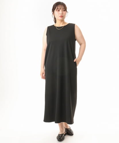 OLEHD25129 eur3 【WEB先行販売】【大きいサイズ】リブジャージーノースリーブワンピース