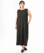 OLEHD25129 eur3(エウルキューブ) 【WEB先行販売】【大きいサイズ】リブジャージーノースリーブワンピース ブラック