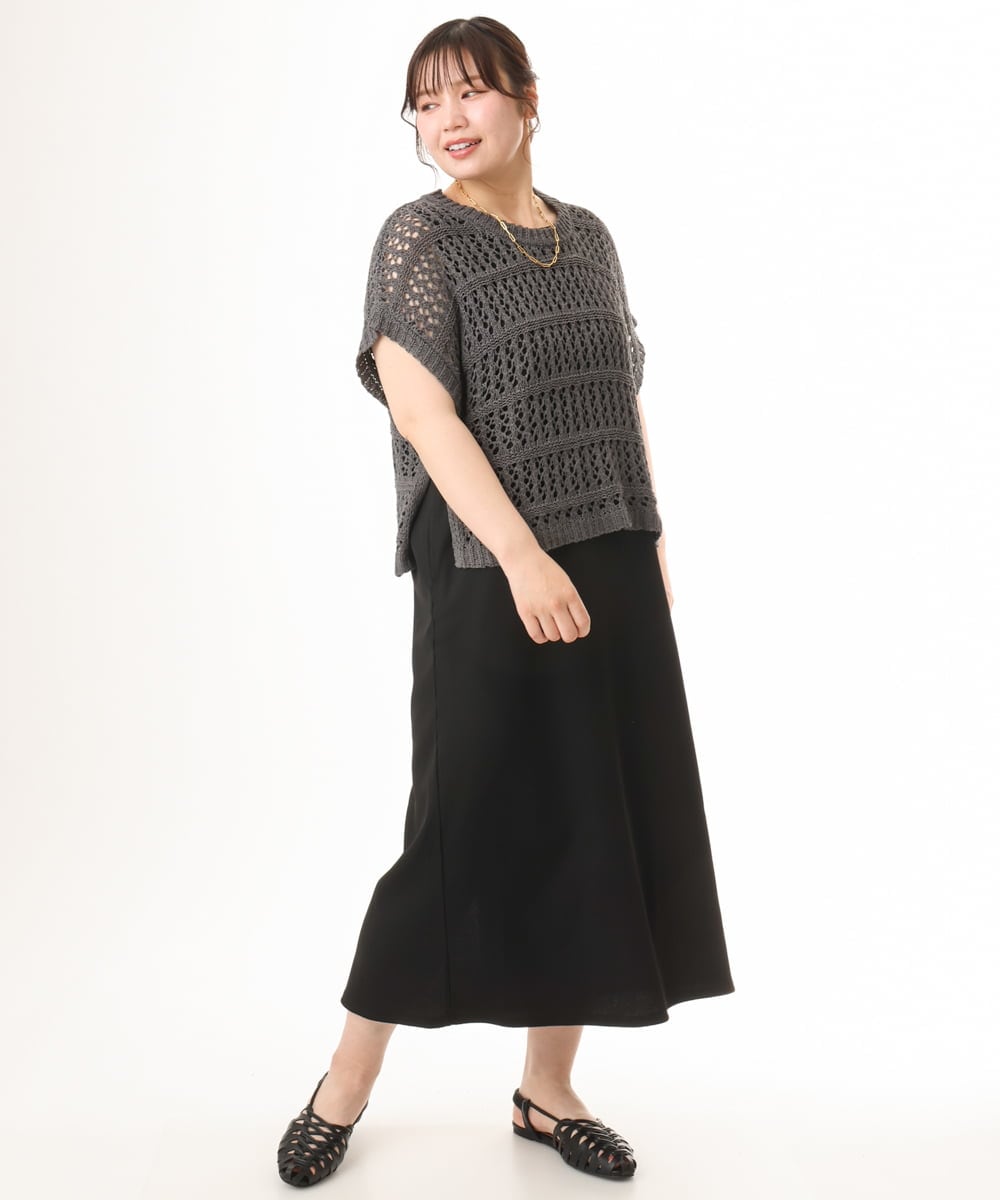 OLEHD25129 eur3(エウルキューブ) 【WEB先行販売】【大きいサイズ】リブジャージーノースリーブワンピース ブラック