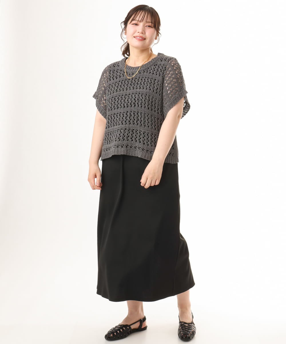 OLEHD25129 eur3(エウルキューブ) 【WEB先行販売】【大きいサイズ】リブジャージーノースリーブワンピース ブラック