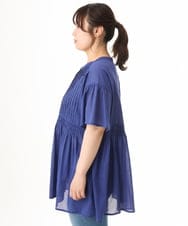 OLEHD32089 eur3(エウルキューブ) 【大きいサイズ】インド綿ギャザーチュニック ブルー