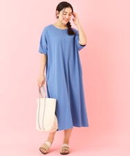 OLEHP38070 eur3(エウルキューブ) 【大きいサイズ/a.v.v×eur3/11号サイズあり】ランタンスリーブワンピース ブルー(55)