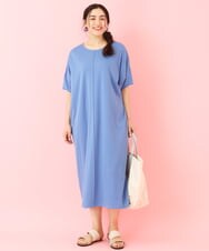 OLEHP38070 eur3(エウルキューブ) 【大きいサイズ/a.v.v×eur3/11号サイズあり】ランタンスリーブワンピース ブルー(55)