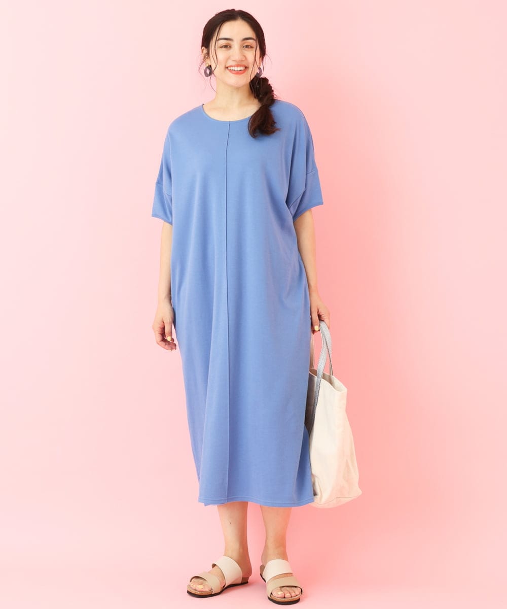 OLEHP38070 eur3(エウルキューブ) 【大きいサイズ/a.v.v×eur3/11号サイズあり】ランタンスリーブワンピース ブルー(55)