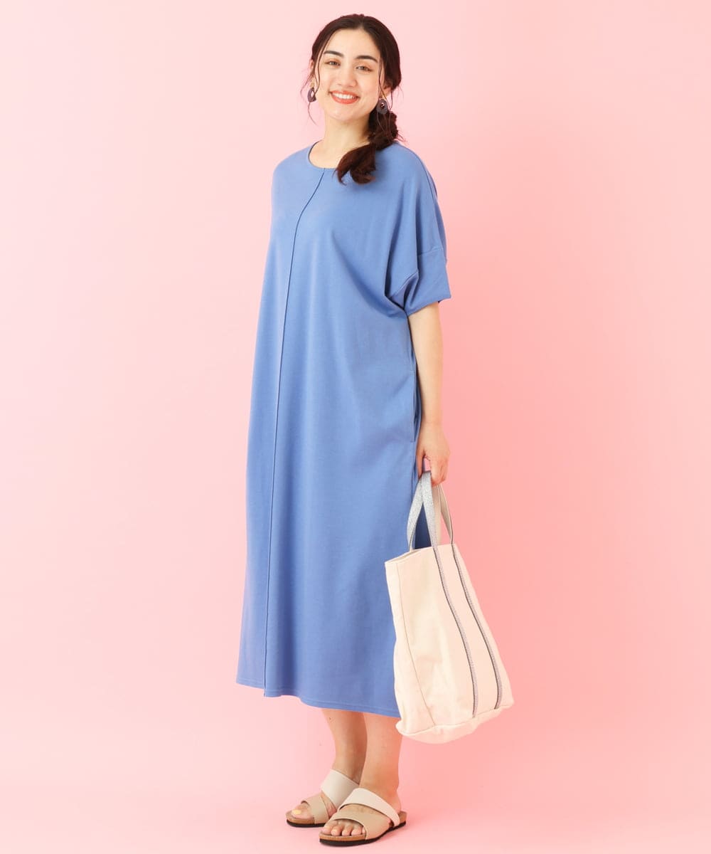 OLEHP38070 eur3(エウルキューブ) 【大きいサイズ/a.v.v×eur3/11号サイズあり】ランタンスリーブワンピース ブルー(55)