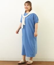 OLEHP38070 eur3(エウルキューブ) 【大きいサイズ/a.v.v×eur3/11号サイズあり】ランタンスリーブワンピース ブルー(55)