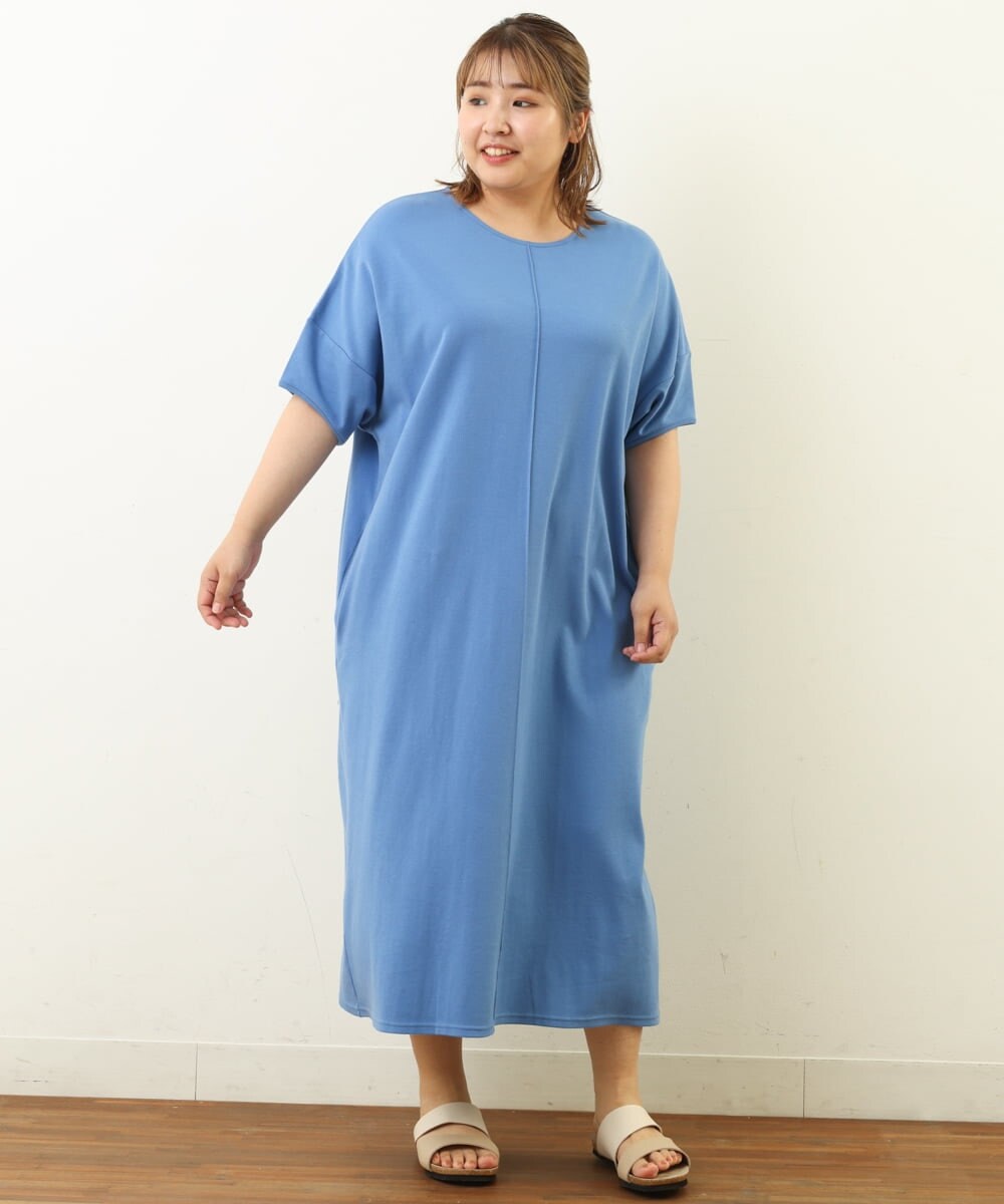OLEHP38070 eur3(エウルキューブ) 【大きいサイズ/a.v.v×eur3/11号サイズあり】ランタンスリーブワンピース ブルー(55)