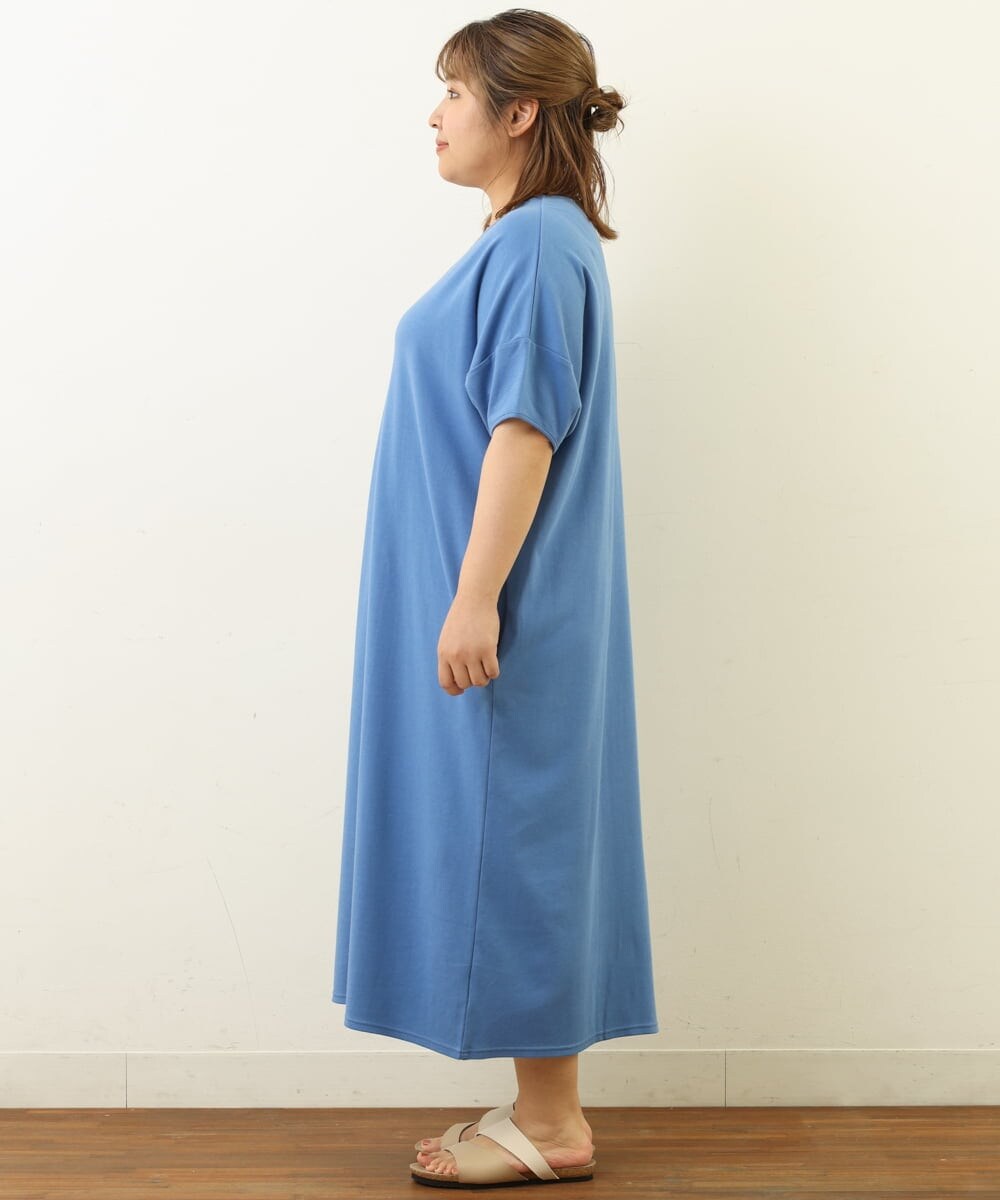OLEHP38070 eur3(エウルキューブ) 【大きいサイズ/a.v.v×eur3/11号サイズあり】ランタンスリーブワンピース ブルー(55)