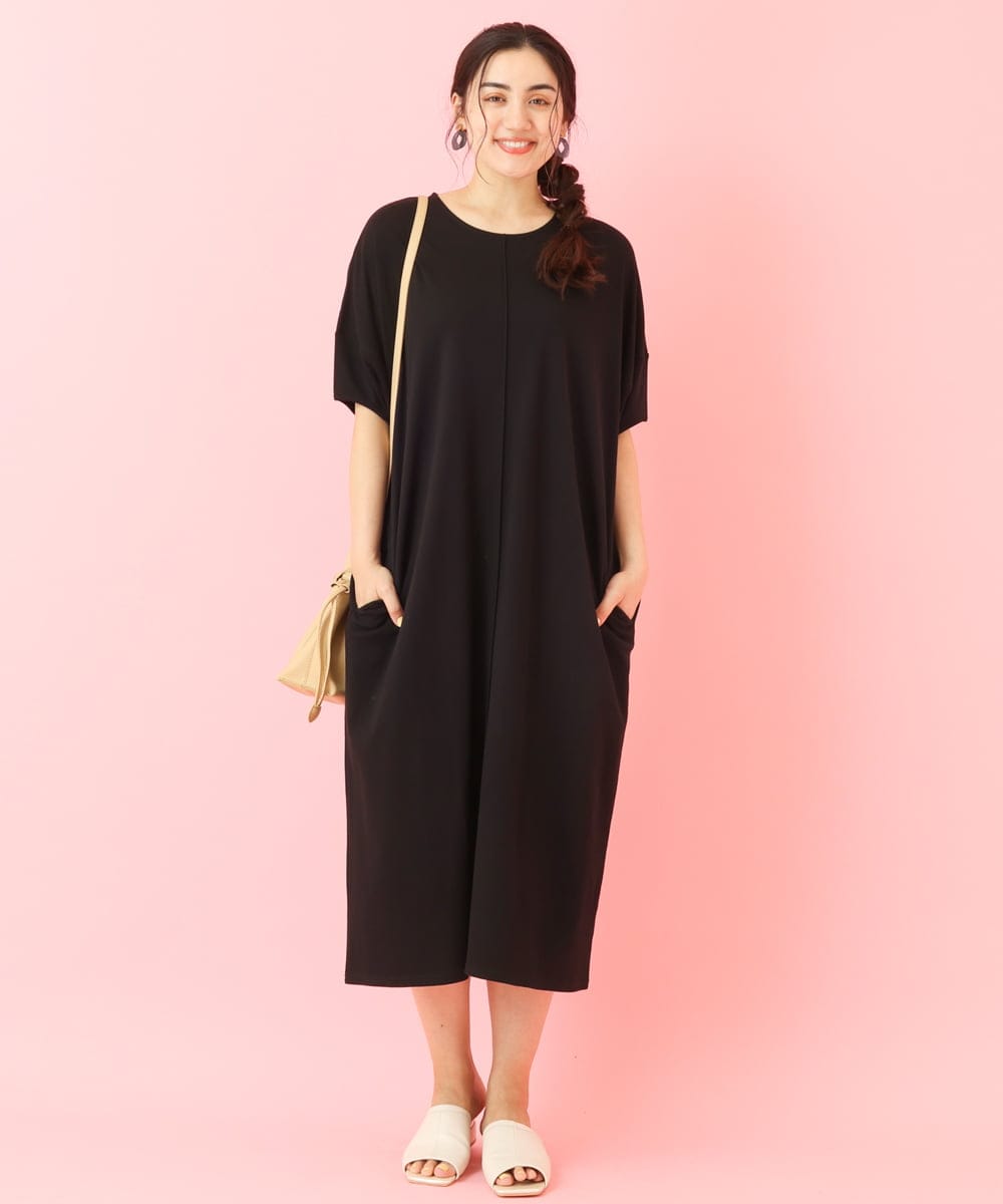 OLEHP38070 eur3(エウルキューブ) 【大きいサイズ/a.v.v×eur3/11号サイズあり】ランタンスリーブワンピース ブラック(94)