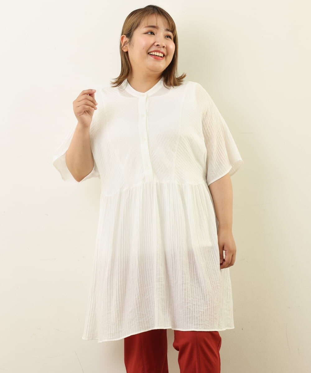 大きいサイズ】デザインバンドカラーチュニック(チュニック) eur3(エウルキューブ)｜イトキンオンラインストア