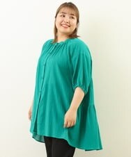 OLEHP56080 eur3(エウルキューブ) 【大きいサイズ/11号サイズあり】バックティアードコットンチュニック グリーン(35)