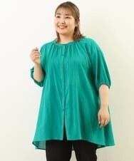 OLEHP56080 eur3(エウルキューブ) 【大きいサイズ/11号サイズあり】バックティアードコットンチュニック グリーン(35)