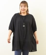 OLEHP56080 eur3(エウルキューブ) 【大きいサイズ/11号サイズあり】バックティアードコットンチュニック ブラック(94)