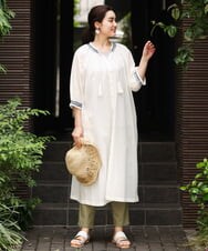 OLEHS32140 eur3(エウルキューブ) 【大きいサイズ】コットンドビー刺繍ワンピース ホワイト(90)