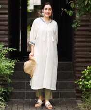 OLEHS32140 eur3(エウルキューブ) 【大きいサイズ】コットンドビー刺繍ワンピース ホワイト(90)