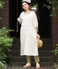 OLEHS32140 eur3(エウルキューブ) 【大きいサイズ】コットンドビー刺繍ワンピース ホワイト(90)