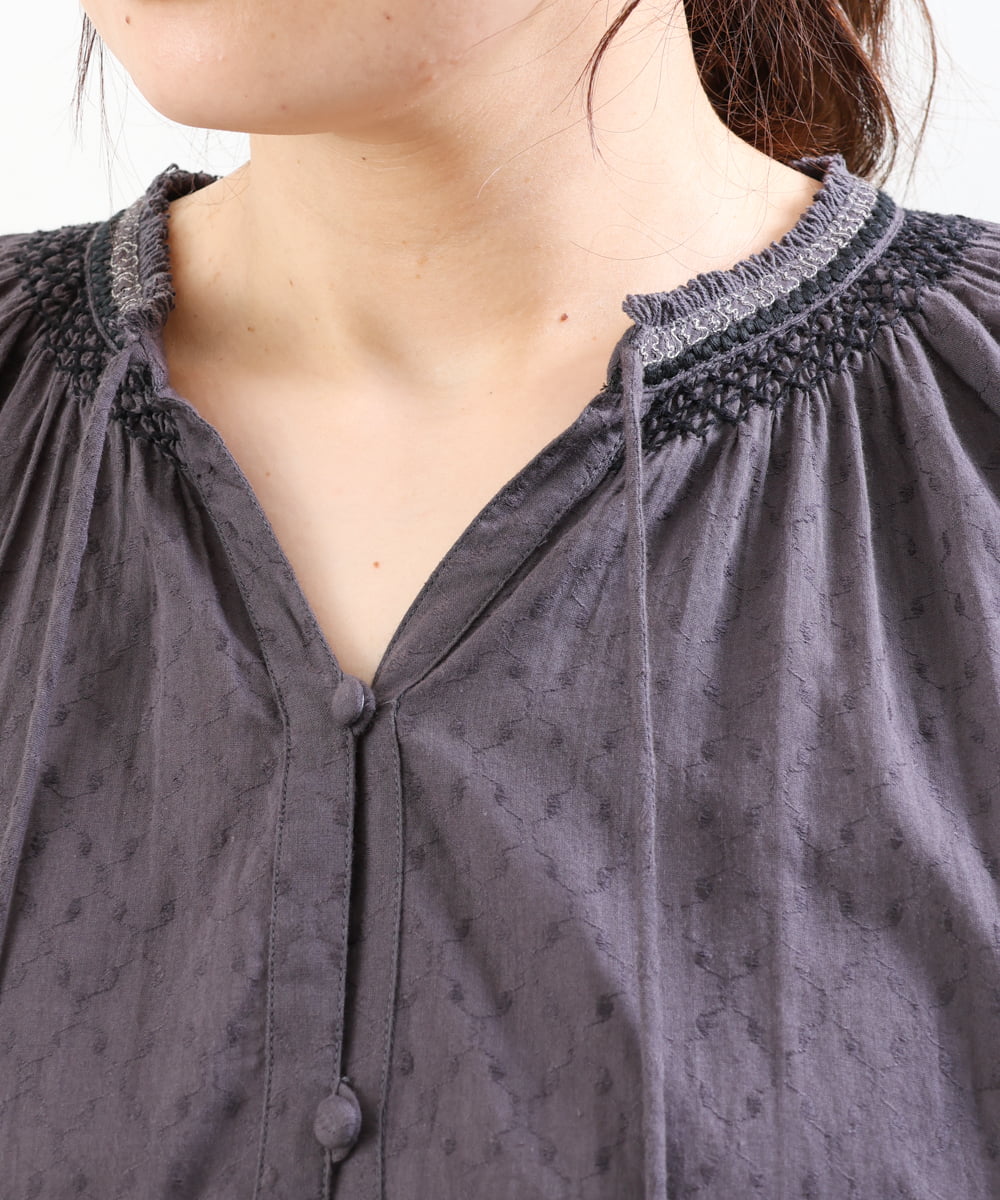 OLEHS32140 eur3(エウルキューブ) 【大きいサイズ】コットンドビー刺繍ワンピース ダークグレー(93)