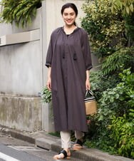 OLEHS32140 eur3(エウルキューブ) 【大きいサイズ】コットンドビー刺繍ワンピース ダークグレー(93)