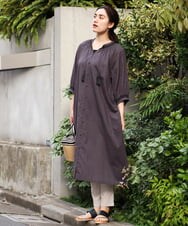 OLEHS32140 eur3(エウルキューブ) 【大きいサイズ】コットンドビー刺繍ワンピース ダークグレー(93)