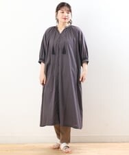 OLEHS32140 eur3(エウルキューブ) 【大きいサイズ】コットンドビー刺繍ワンピース ダークグレー(93)