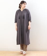 OLEHS32140 eur3(エウルキューブ) 【大きいサイズ】コットンドビー刺繍ワンピース ダークグレー(93)