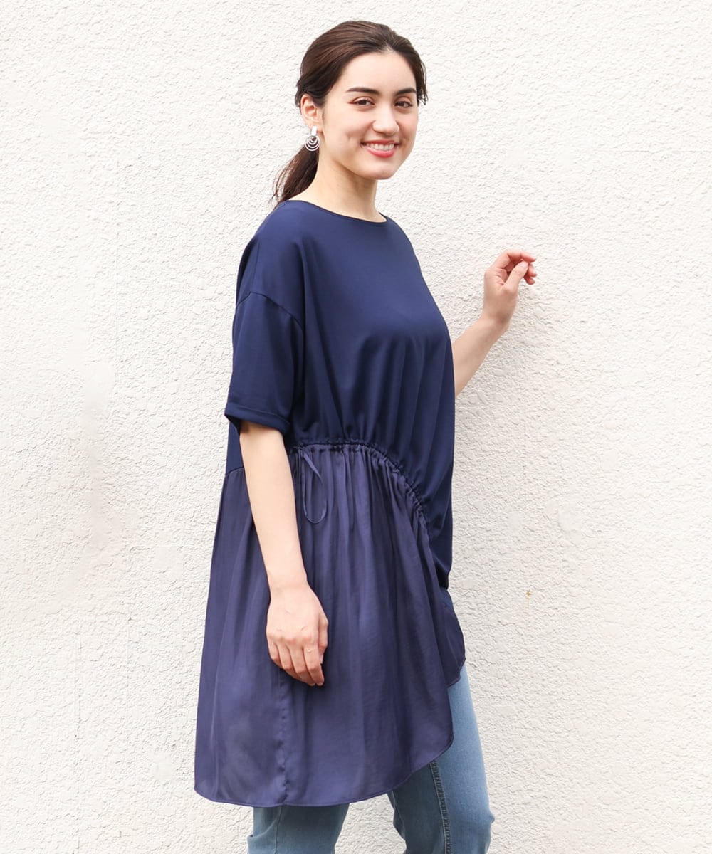 OLEHS35080 eur3(エウルキューブ) 【大きいサイズ/接触冷感】カノコイレヘムチュニック ネイビー(57)(WEB限定カラー)