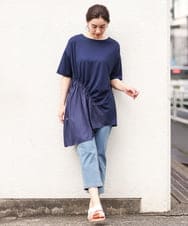 OLEHS35080 eur3(エウルキューブ) 【大きいサイズ/接触冷感】カノコイレヘムチュニック ネイビー(57)(WEB限定カラー)