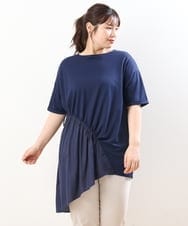 OLEHS35080 eur3(エウルキューブ) 【大きいサイズ/接触冷感】カノコイレヘムチュニック ネイビー(57)(WEB限定カラー)