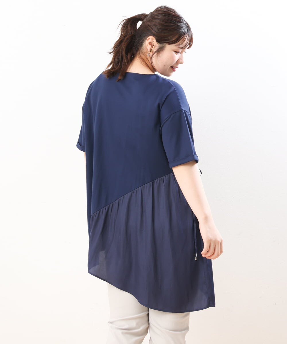 OLEHS35080 eur3(エウルキューブ) 【大きいサイズ/接触冷感】カノコイレヘムチュニック ネイビー(57)(WEB限定カラー)