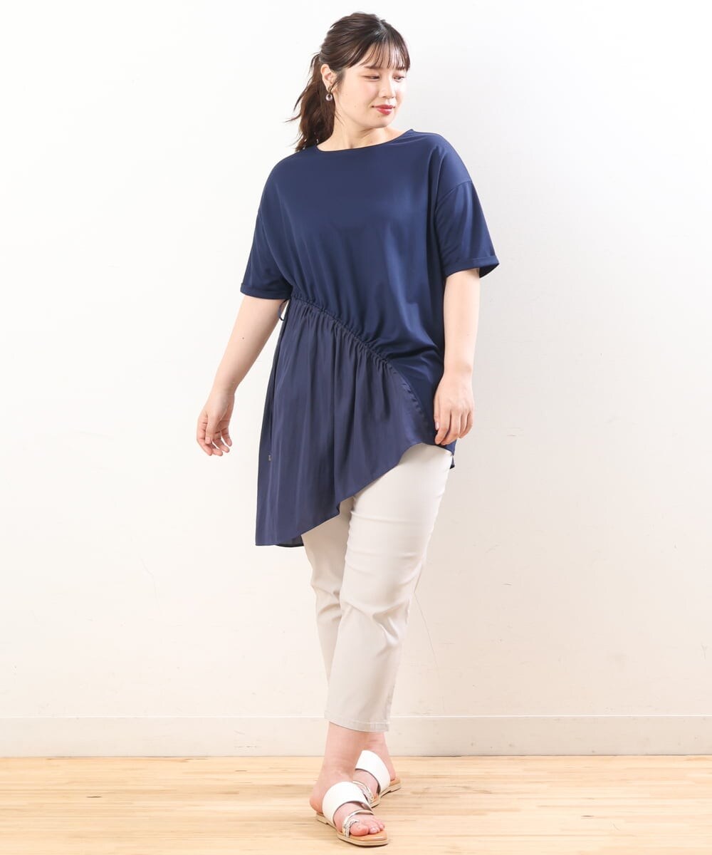 OLEHS35080 eur3(エウルキューブ) 【大きいサイズ/接触冷感】カノコイレヘムチュニック ネイビー(57)(WEB限定カラー)