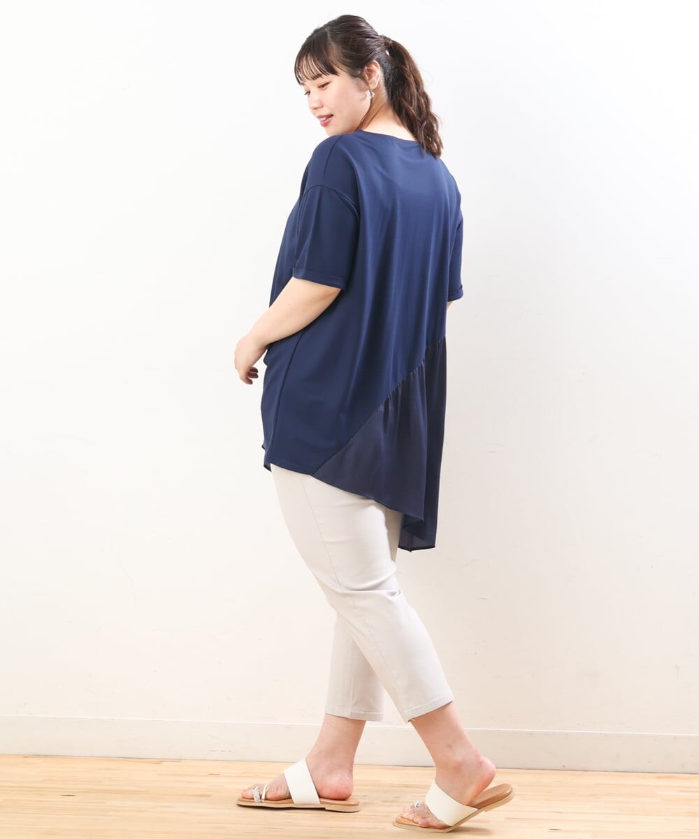 OLEHS35080 eur3(エウルキューブ) 【大きいサイズ/接触冷感】カノコイレヘムチュニック ネイビー(57)(WEB限定カラー)