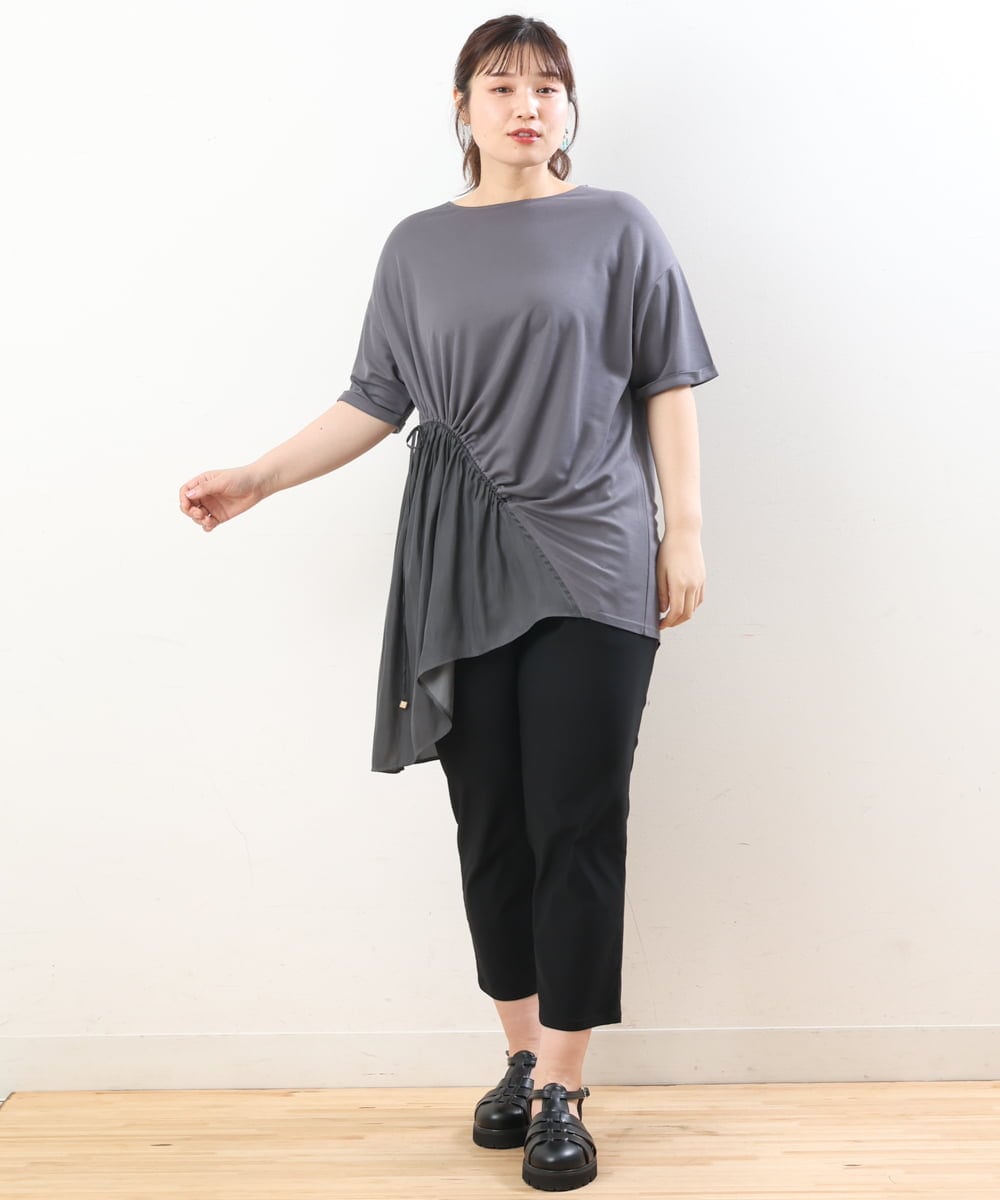 OLEHS35080 eur3(エウルキューブ) 【大きいサイズ/接触冷感】カノコイレヘムチュニック ダークグレー(93)