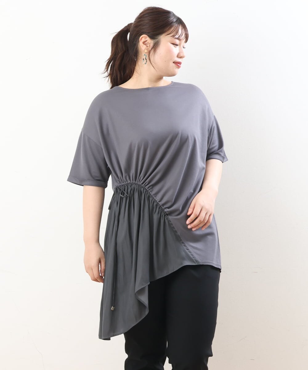 OLEHS35080 eur3(エウルキューブ) 【大きいサイズ/接触冷感】カノコイレヘムチュニック ダークグレー(93)