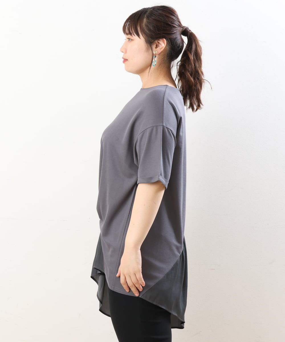 OLEHS35080 eur3(エウルキューブ) 【大きいサイズ/接触冷感】カノコイレヘムチュニック ダークグレー(93)