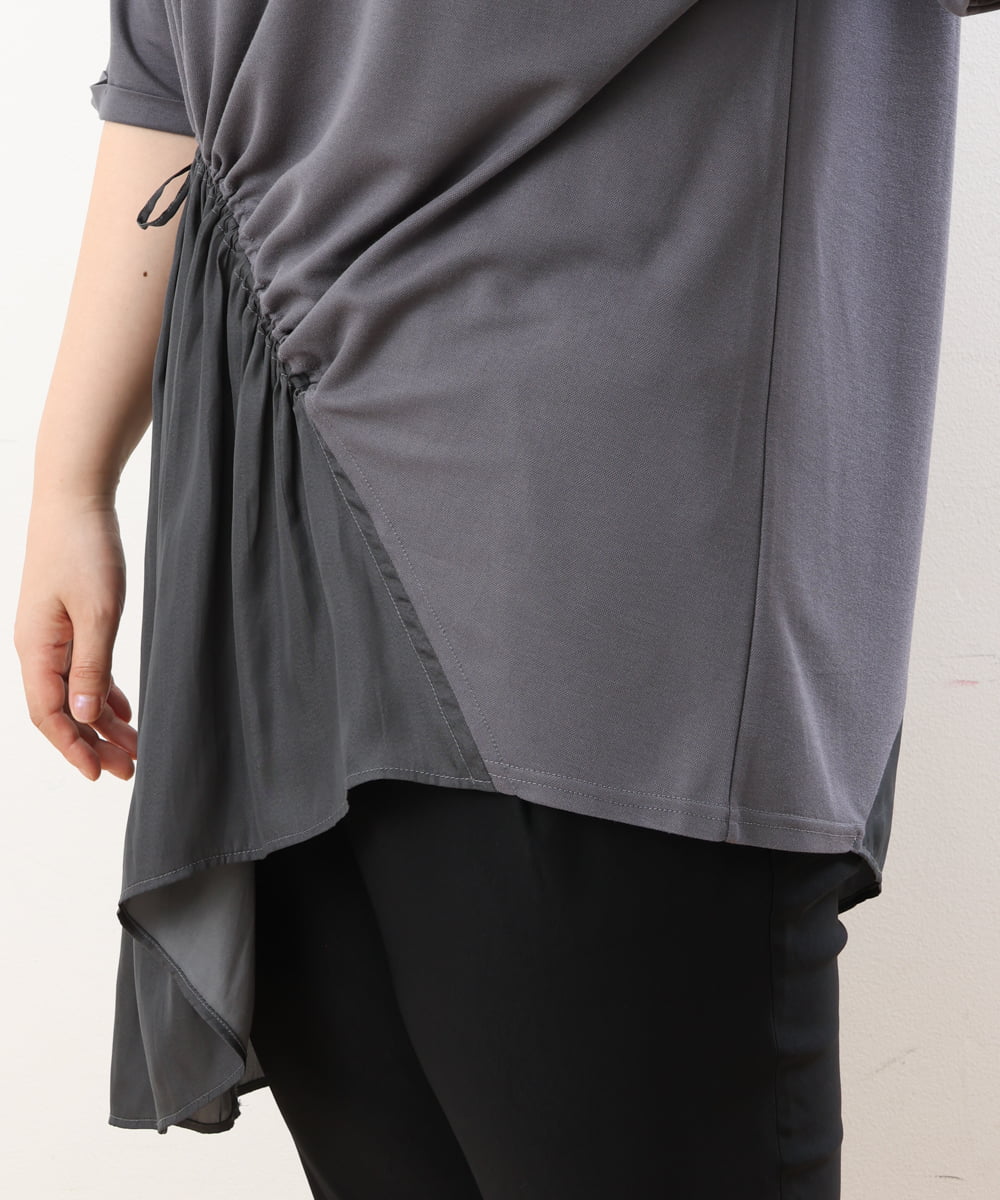 OLEHS35080 eur3(エウルキューブ) 【大きいサイズ/接触冷感】カノコイレヘムチュニック ダークグレー(93)