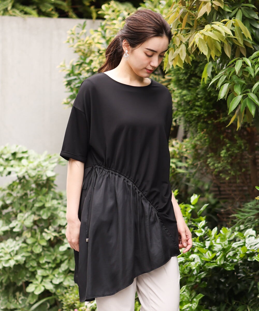 OLEHS35080 eur3(エウルキューブ) 【大きいサイズ/接触冷感】カノコイレヘムチュニック ブラック(94)