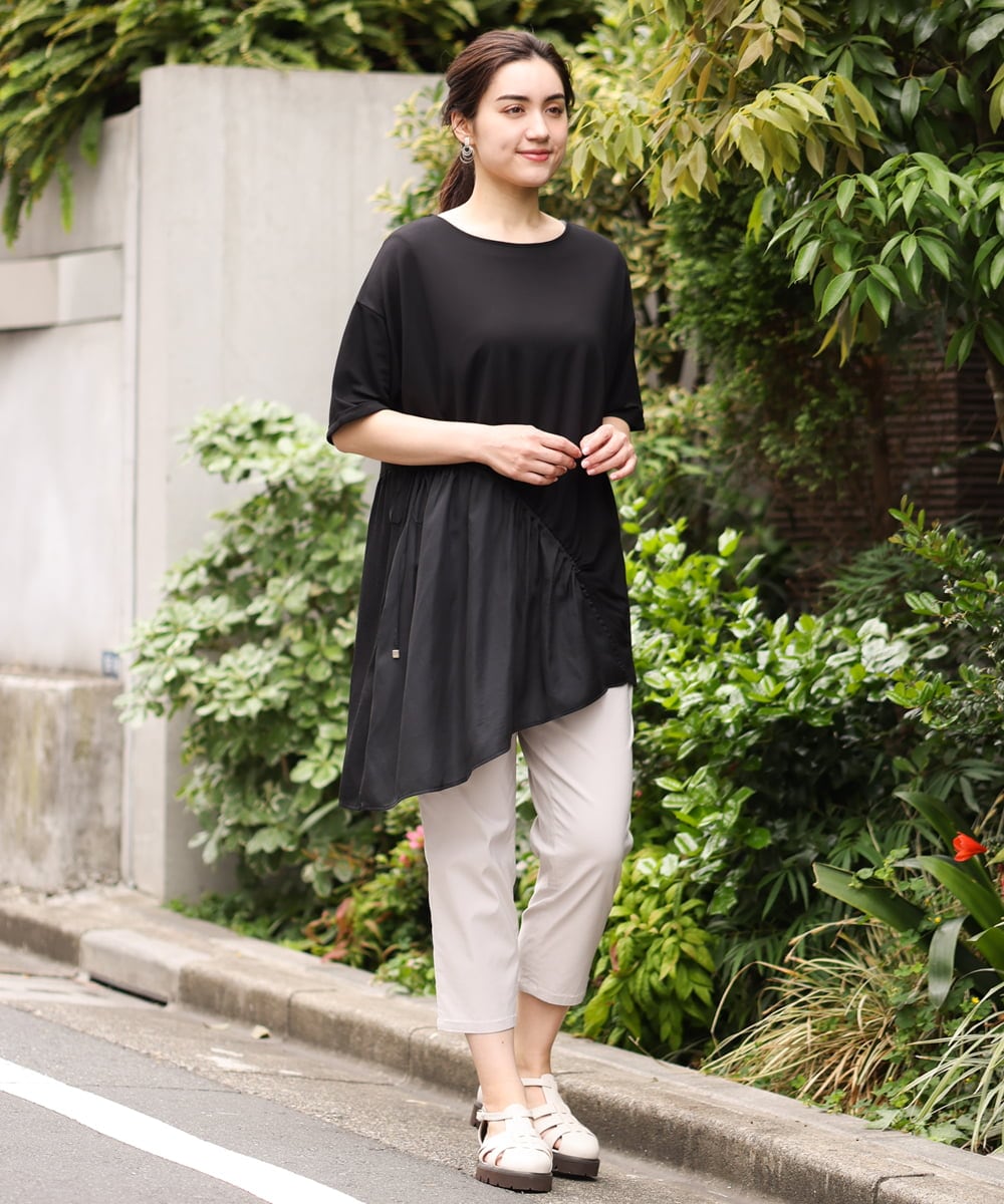 OLEHS35080 eur3(エウルキューブ) 【大きいサイズ/接触冷感】カノコイレヘムチュニック ブラック(94)