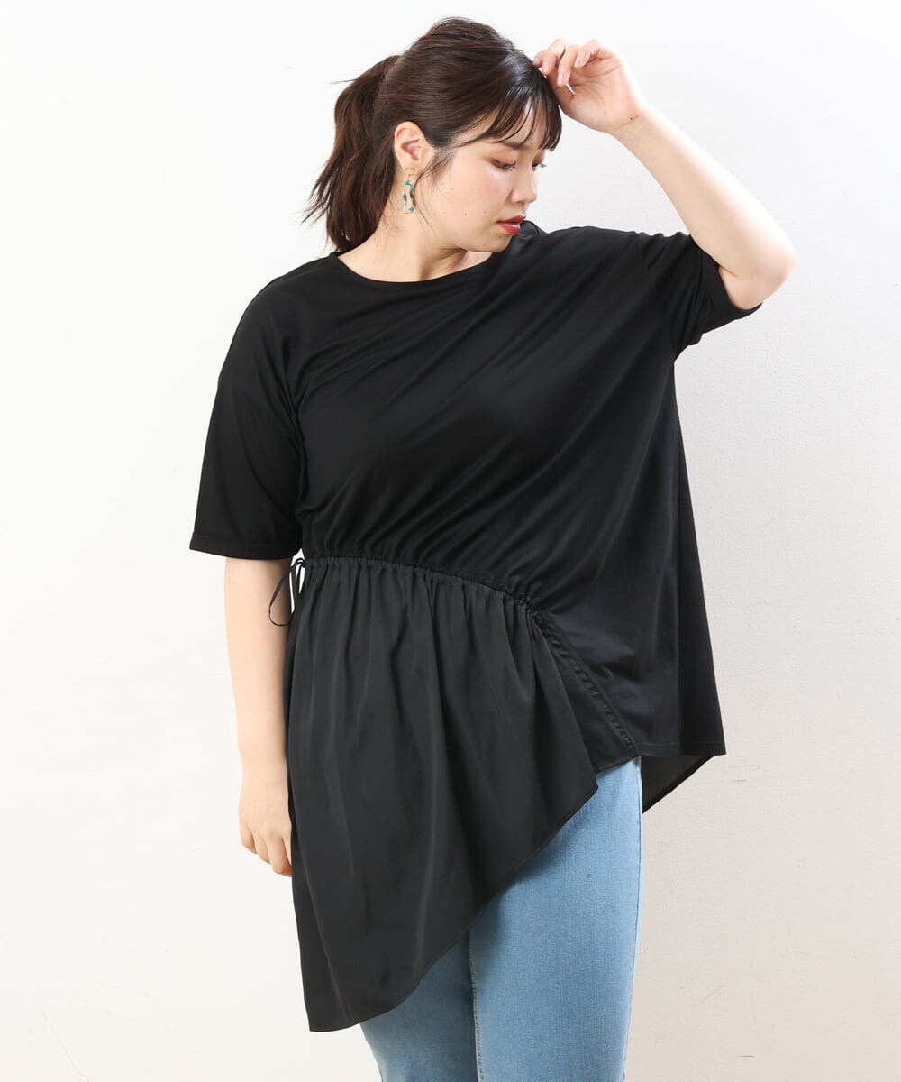OLEHS35080 eur3(エウルキューブ) 【大きいサイズ/接触冷感】カノコイレヘムチュニック ブラック(94)