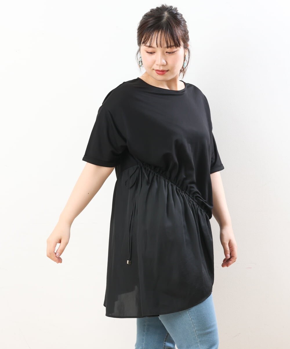OLEHS35080 eur3(エウルキューブ) 【大きいサイズ/接触冷感】カノコイレヘムチュニック ブラック(94)