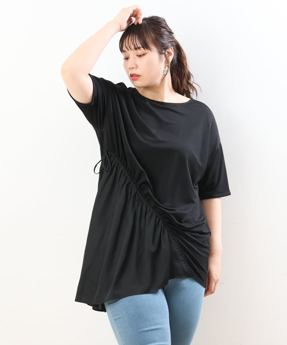 OLEHS35080 eur3(エウルキューブ) 【大きいサイズ/接触冷感】カノコイレヘムチュニック ブラック(94)