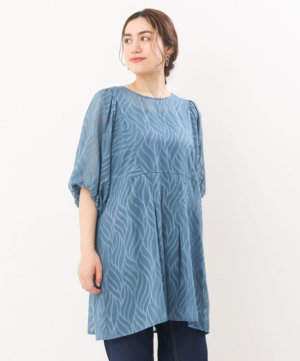 大きいサイズ】リーフ柄シアーチュニック(チュニック) | eur3(エウル 
