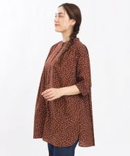 OLEHS45080 eur3(エウルキューブ) 【大きいサイズ】ドットプリーツチュニック ブラウン(87）
