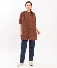 OLEHS45080 eur3(エウルキューブ) 【大きいサイズ】ドットプリーツチュニック ブラウン(87）